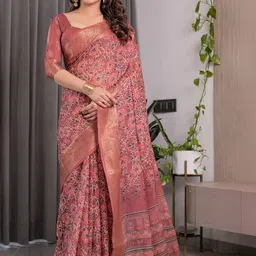 ALMAARI FASHION Ethnic Motifs Printed Zari Pure Cotton Kanjeevaram Saree-picture-34