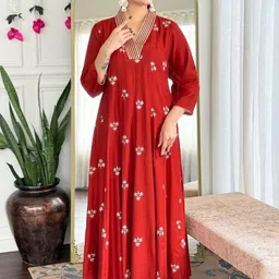 DIVASTRI Women Ethnic Motifs Embroidered A-Line Kurta with Palazzos & Dupatta image 2
