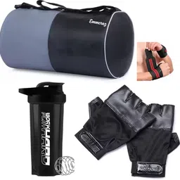 black&grey gym bag with gallon bottle with wrist band and gym gloves Fitness Kit-image-19