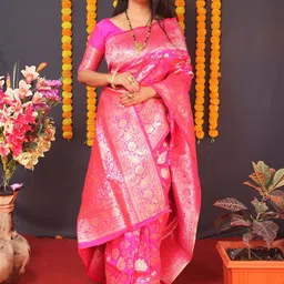 amirat Woven Design Zari Pure Silk Banarasi Saree image 4