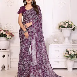 Moda Rapido Geometric Printed Saree With Blouse Piece-picture-32