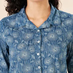 AKKRITI BY PANTALOONS Women Floral Print Roll-Up Sleeves Cotton Shirt Style Top image 3