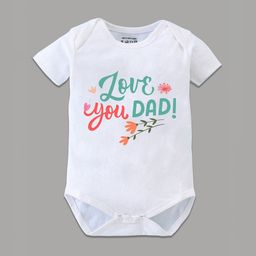 Blushes 100% Cotton Father's Day Theme Half Sleeve Father's Day Printed Onesie-White-picture-39