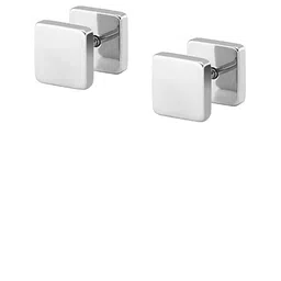 Peora Men Stainless Steel Silver Plated Double Sided Studs image 5