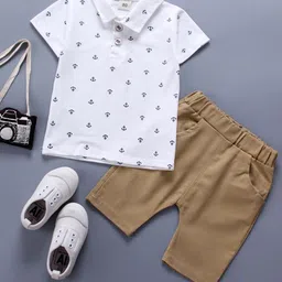 YK Infant Boys Printed Polo Collar Neck T-Shirt With Shorts Clothing Set-picture-24