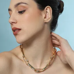 SOHI Gold-Plated Chunky Twirl-Link Minimal Necklace Chain-image-79