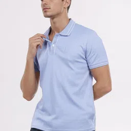 Celio Men Solid Polo Collar Cotton T-shirt image 5