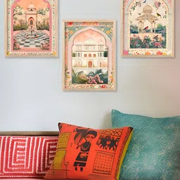 Kotart Brown & Beige 3 Pieces Wooden Floral Traditional Painting Wall Arts-image-34