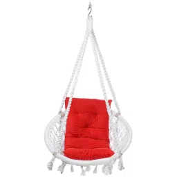 swingzy Round L shape Fabric Swing in White & Red Colour image 2