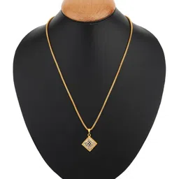 GGE NATURAL ITEM Unisex Crystals Studded Diamond Shaped Pendant With Chain image 3