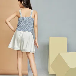 Peppermint Girls Self Design Sleeveless Top With Shorts image 4