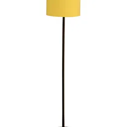 Devansh Yellow & Black Wooden & Cotton Cylinder Floor Lamp image 5