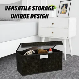 Aura Black & Gold Toned 3 Pieces Printed Storage Box With Lid image 5