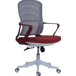 Royaloak Grey & Maroon Rome Italian Mesh Study Arm Chair image 2