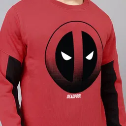 Free Authority Men Deadpool Printed Round Neck Sweatshirt image 4