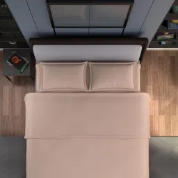 Synergized Cotton Peach-Coloured 300 TC Bedsheet with 2 Pillow Covers image 2