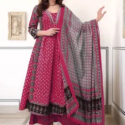 Aaghnya Women Ethnic Motifs Printed Panelled Kurta with Trousers & With Dupatta-picture-41