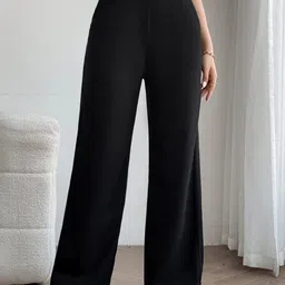 broadstar Women Loose Fit Black Lycra Blend Trousers-picture-35