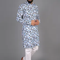 fubar Men Cotton Blend Kurta Pyjama Set image 3