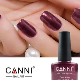 CANNI Gel Color System Coat Color Soak-Off UV & LED Nail Polish 7.3 ml-Mysterious Red 123 image 2