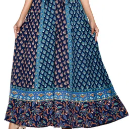 samjhi Women Flared Dark Blue Pure Cotton Trousers-picture-15