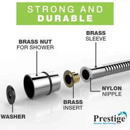 prestige Chromed Double-Buckle Flexible Shower Hose Handshower Tube Hose Pipe Hose Pipe image 3