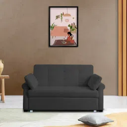 febonic Fornia Fabric 3 Seater Pull Out Sofa Cum Bed In Charcoal Grey Colour-picture-12