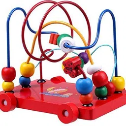 little mind Wooden Toys Rolling Bead Maze Pull Car Roller Coaster (Assorted) image 3