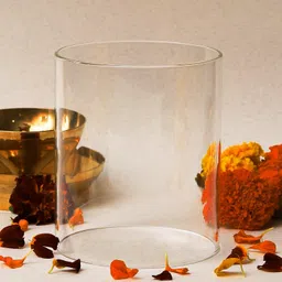 ani divine Traditional Borosilicate Glass Cover 3 Inch Diya Wind Protector - 2 Pc Glass (Pack of 2) Table Diya Set image 2