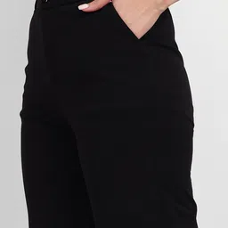 next one Women Loose Fit Black Lycra Blend Trousers image 4