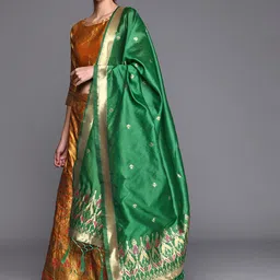 Mitera Mustard & Green Semi-Stitched Lehenga & Unstitched Blouse With Dupatta-picture-45