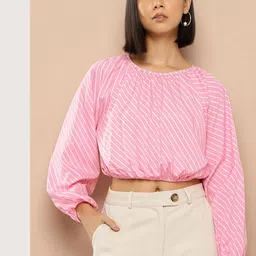 her by invictus Striped Blouson Crop Top image 1