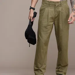 The Roadster Life Co. Men Pure Cotton Relaxed Pleated Chinos Trousers-image-46