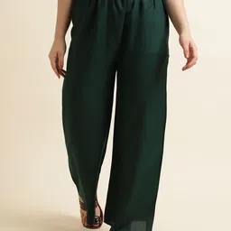 Fabclub Women Solid Wide Leg Palazzos-image-32