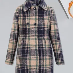 CHIMPRALA Girls Checked Woollen Trench Coat-image-28