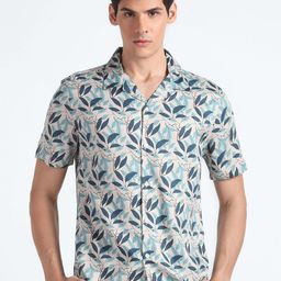 Flying Machine Cuban Collar Floral Printed Casual Shirt-picture-9