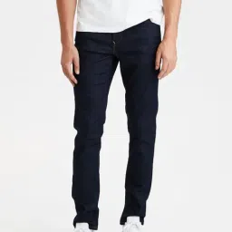 American Eagle Navy Skinny Fit Lightly Washed Jeans-image-0