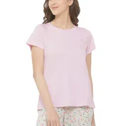 Soie Pink Round Neck T-Shirt-image-97