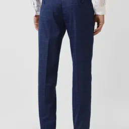 Peter England Navy Slim Fit Checks Trousers image 2