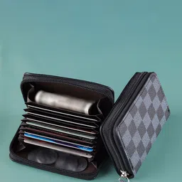 WATCHSTAR Unisex Checked Leather Zip Around Wallet-picture-41