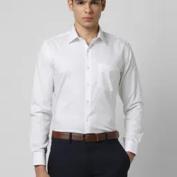 Van Heusen White Cotton Slim Fit Striped Shirt-picture-46