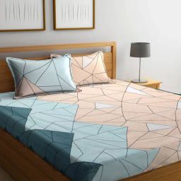 Klotthe Geometric Multicolor 210 TC Cotton King Bedsheet with 2 Pillow Covers-picture-11
