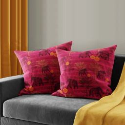 Bianca Ruyal Red & Black Microfibre Medium Cushion Cover - Set of 2-picture-9