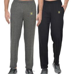 Vimal Jonney Dark Grey & Black Regular Fit Trackpants - Pack of 2-image-64
