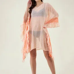 The Kaftan Company Peach Kaftan Cover Up-image-4