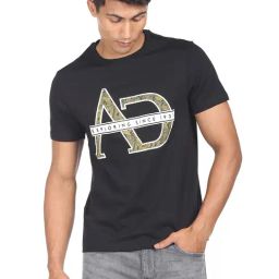 AD by Arvind Black Slim Fit Crew T-Shirt-picture-39