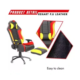 REKART Ergonomic Adjustable Revolving Office, Gaming Chair With Footrest (RGCF-7) Red, Black&Yellow image 4
