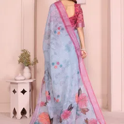 Kalista Floral Linen Blend Saree image 2