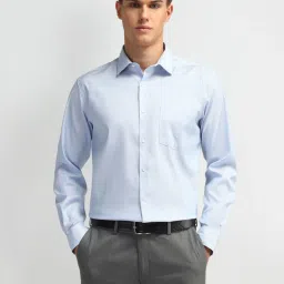 Arrow Light Blue Cotton Regular Fit Printed Shirt image 4