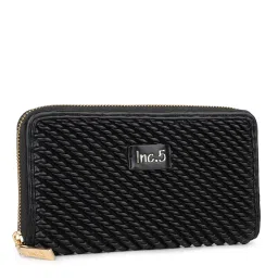 Inc.5 Black Textured Zip Around Wallet For Women image 4